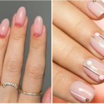 pink nails with design
