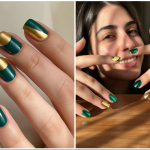 Green and Gold Nail Designs