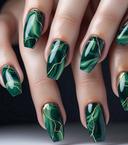 Green and Gold Nail Designs