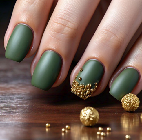 Green and Gold Nail Designs