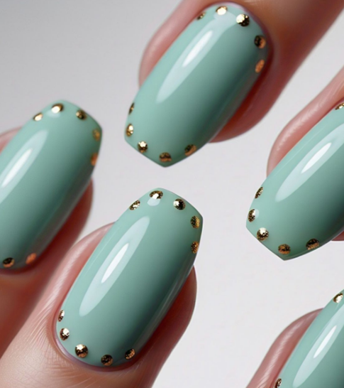 Green and Gold Nail Designs