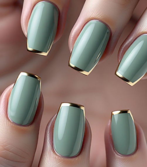 Green and Gold Nail Designs