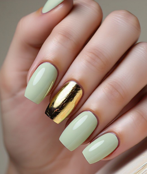 Green and Gold Nail Designs