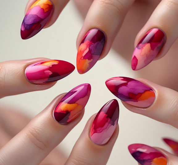 Red Almond Nails 