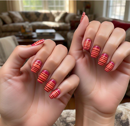 Orange and Red Nails
