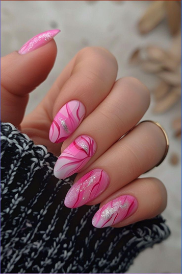 Pink Nails with Design