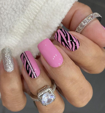 Pink Nails with Design