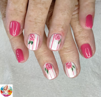 Pink Nails with Design