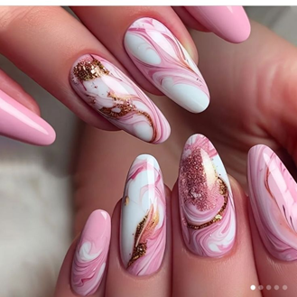 Pink Nails with Design