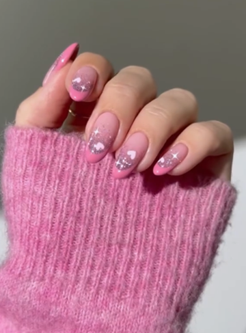 Pink Nails with Design
