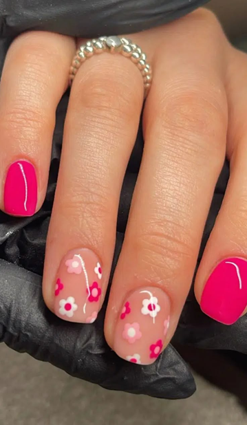 Pink Nails with Design