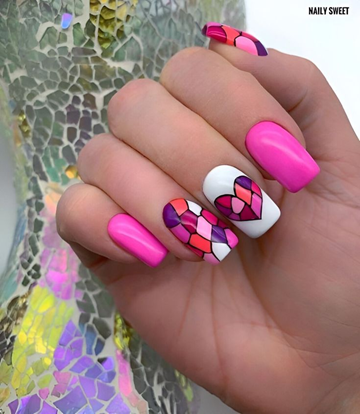 Pink Nails with Design