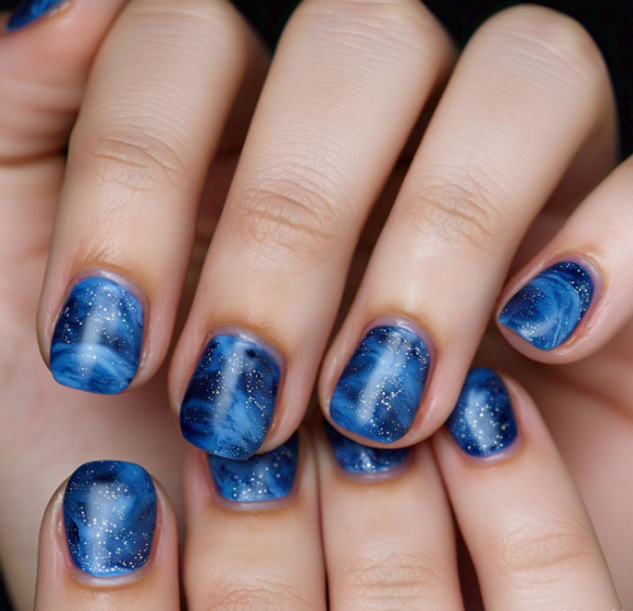 Dreamy Blue Short Nails