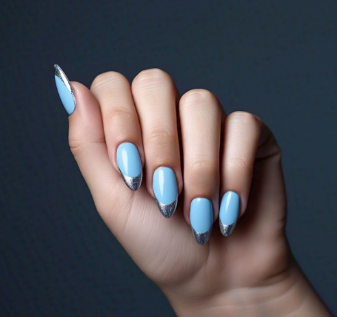 blue almond nails