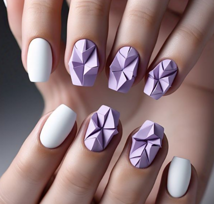 Purple & White Nails