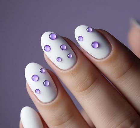Purple & White Nails