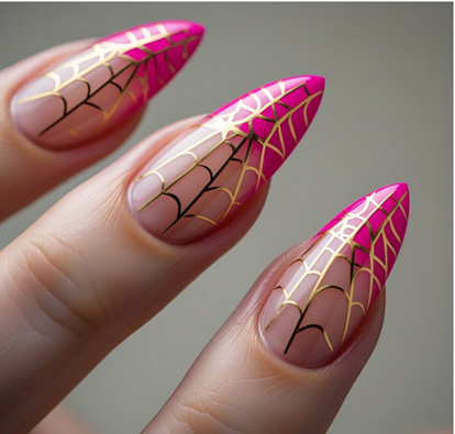 Hot Pink Almond French Tips