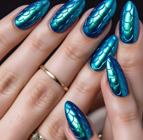 blue almond nails
