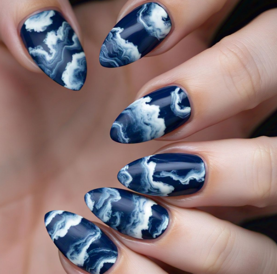 blue almond nails