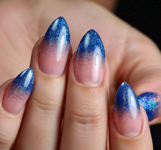 blue almond nails