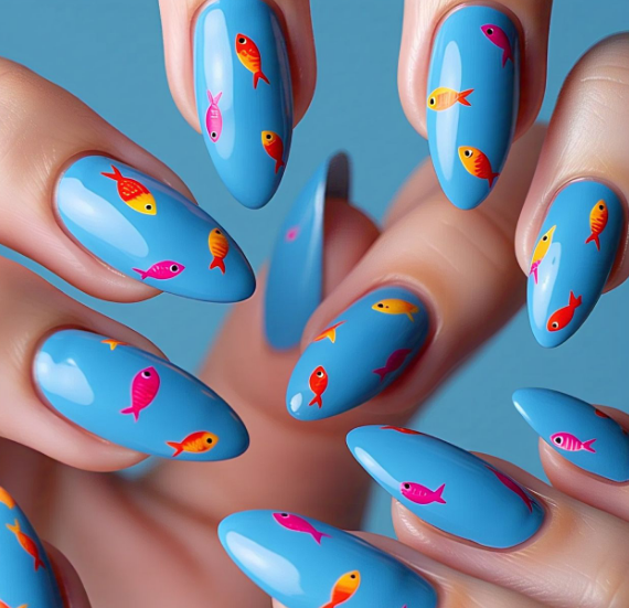blue almond nails