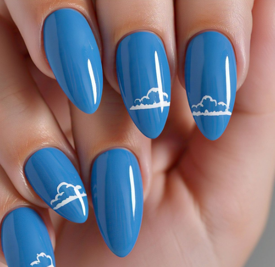 blue almond nails