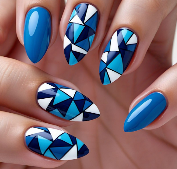 blue almond nails