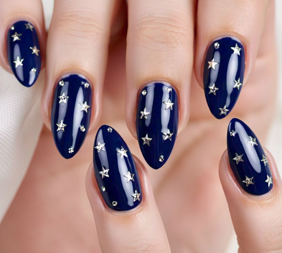 blue almond nails