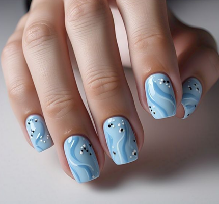 Blue Swirl Nails Designs