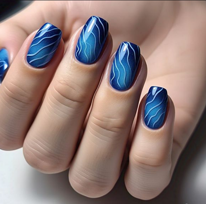 Blue Swirl Nails Designs