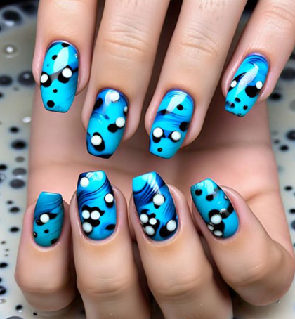 Blue Swirl Nails Designs