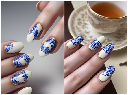 Blue Swirl Nails