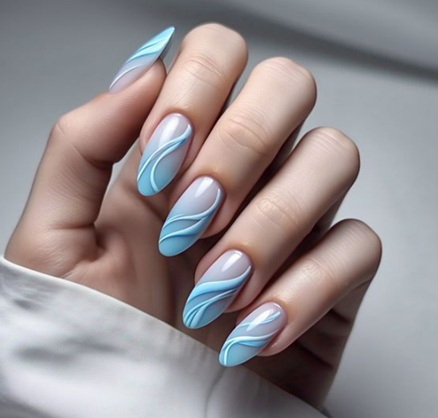 Blue Swirl Nails 