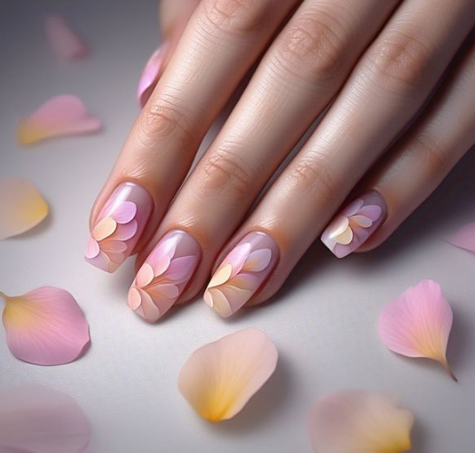 pink flower nails