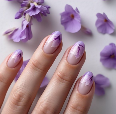 pink flower nails