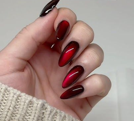 red cat eye nail designs