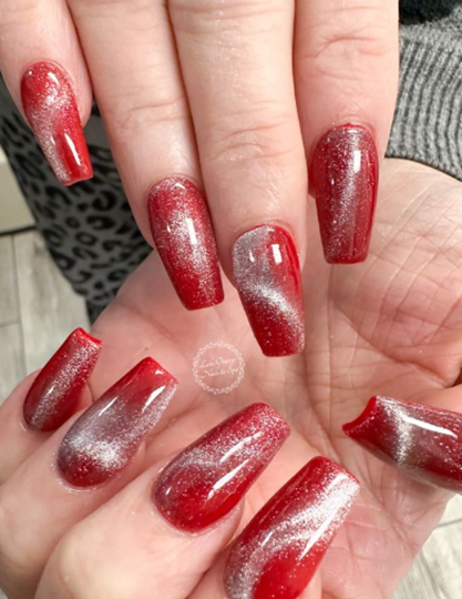 red cat eye nail designs