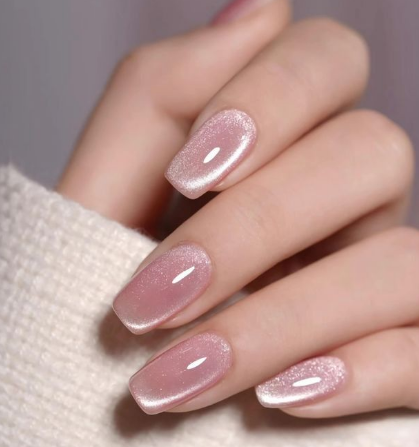 pink cat eye nail designs