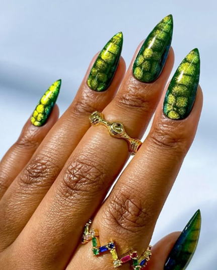 green cat eye nail designs