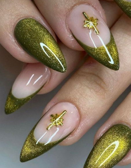green cat eye nail designs