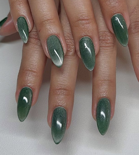 green cat eye nail designs