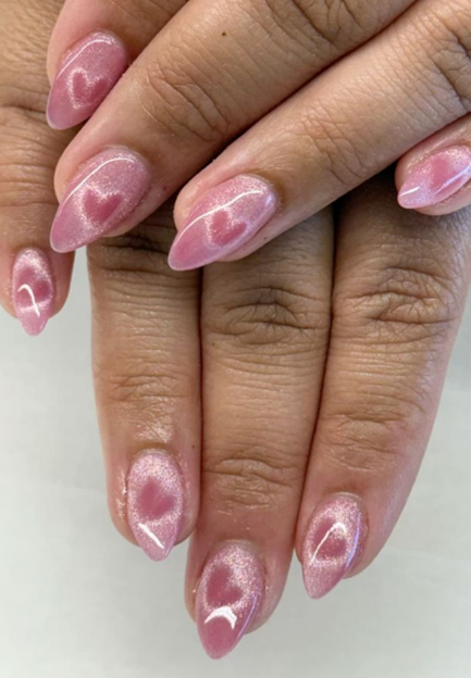 pink cat eye nail designs