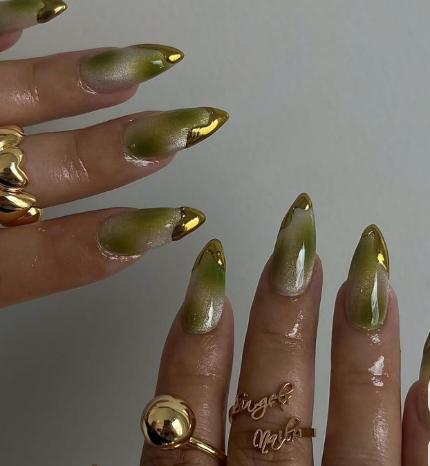 green cat eye nail designs