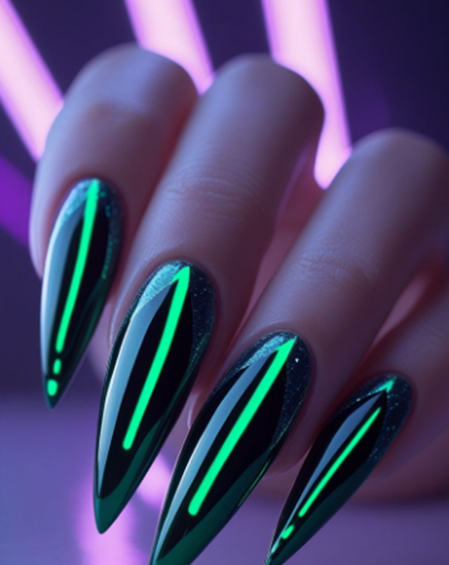 green cat eye nail designs