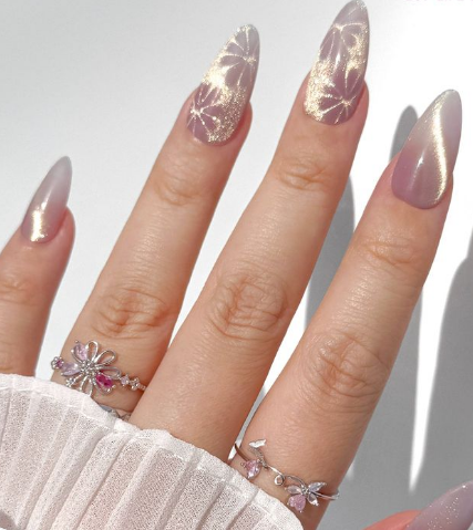 pink cat eye nail designs