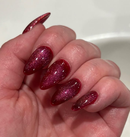 pink cat eye nail designs