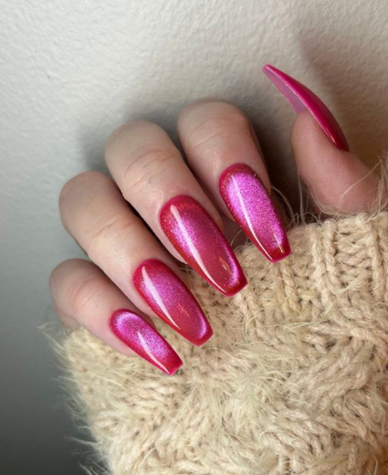 pink cat eye nail designs