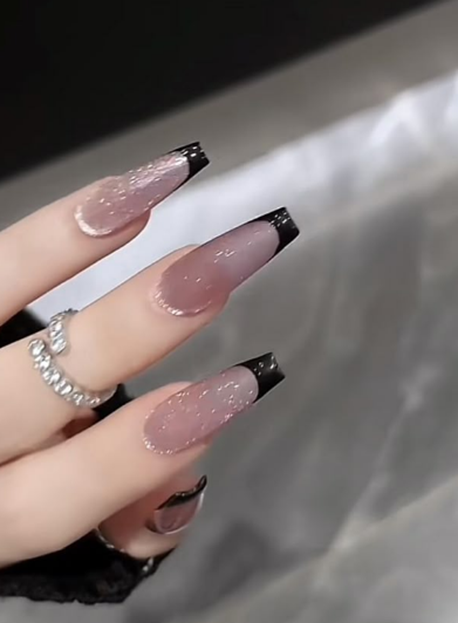 cat eye french tip nails