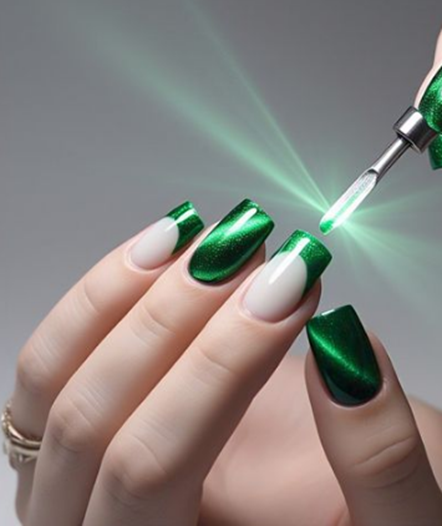 cat eye french tip nails