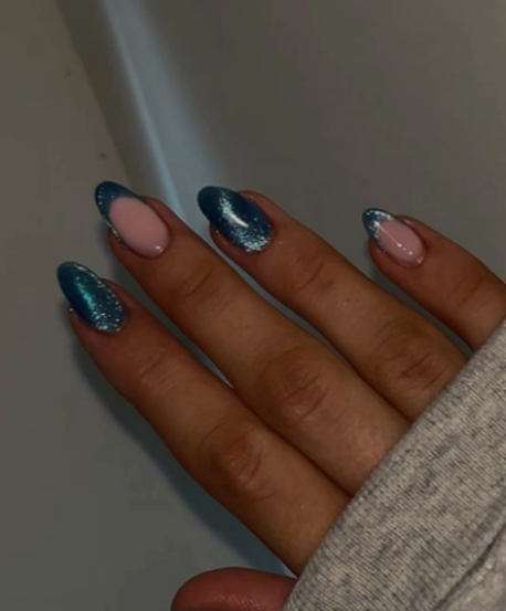 cat eye french tip nails